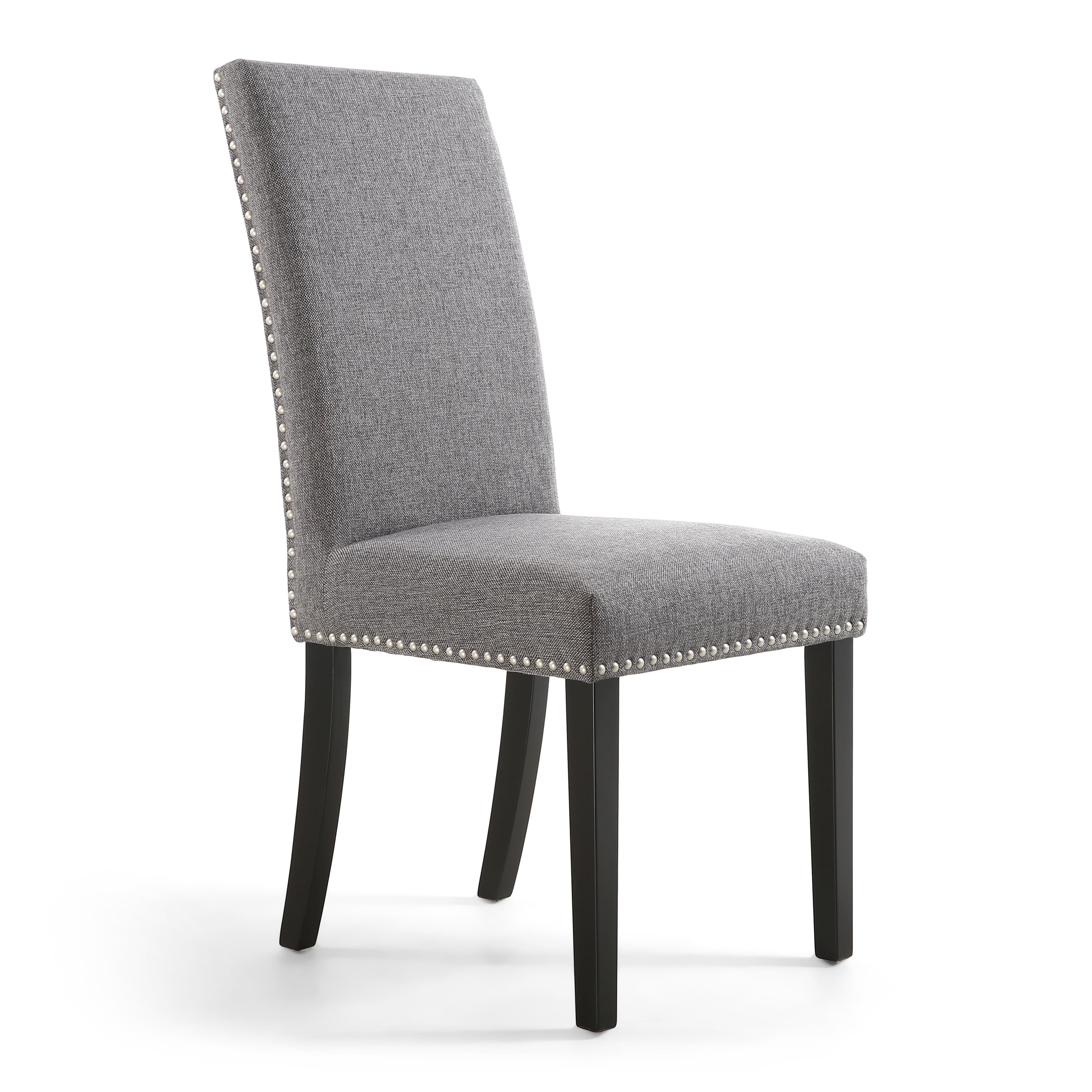 Shankar Randall Stud Detail Linen Effect Steel Grey Dining Chairs