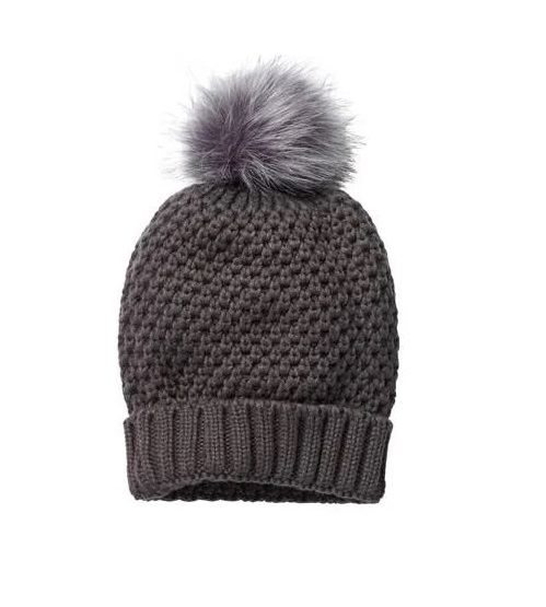 Ladies grey best sale pom pom hat