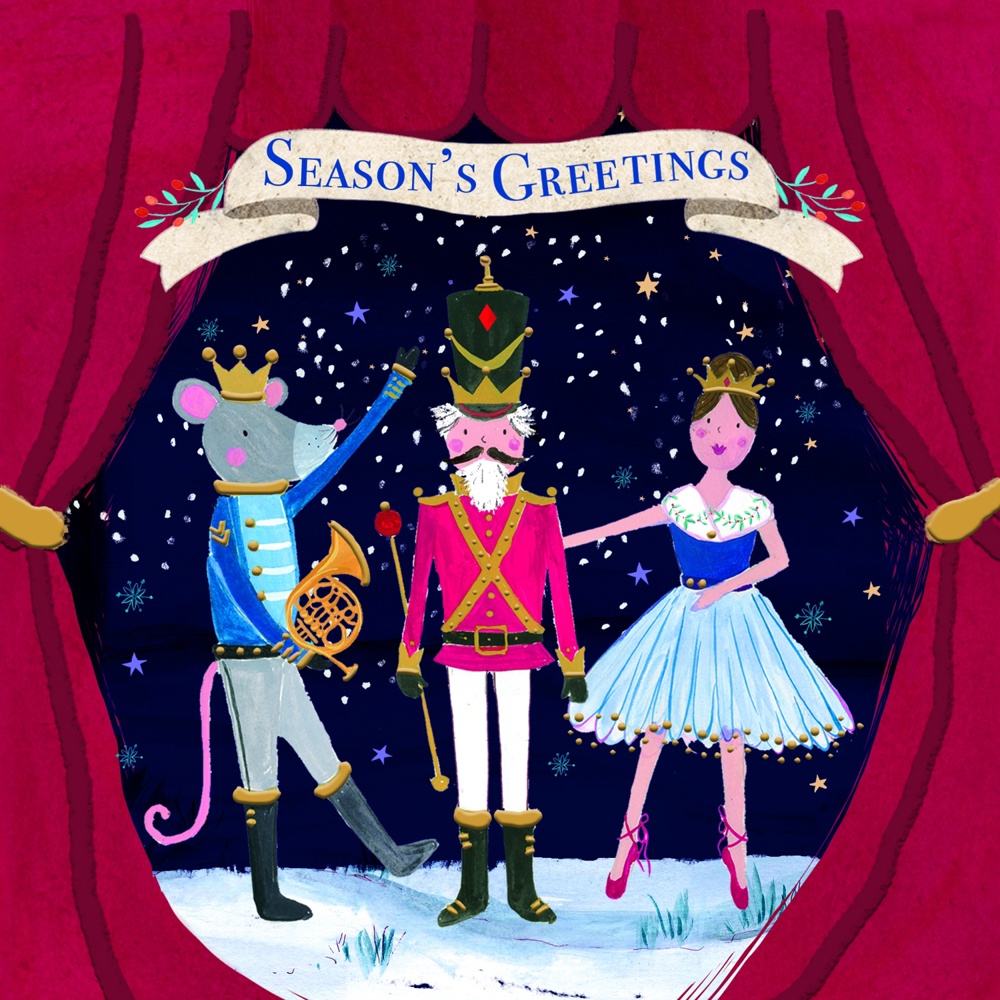Retro colorful christmas nutcracker card Nutcracker Christmas Cards