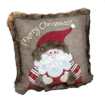 Christmas Santa Cushion with Faux Fur Trim Christmas Santa Cushion with Faux Fur Trim