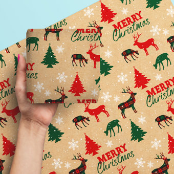 Stag and Snowflake Giftwrap Wrapping Paper  - 6 Sheets & Assorted Tags Stag and Snowflake Giftwrap Wrapping Paper  - 6 Sheets & Assorted Tags