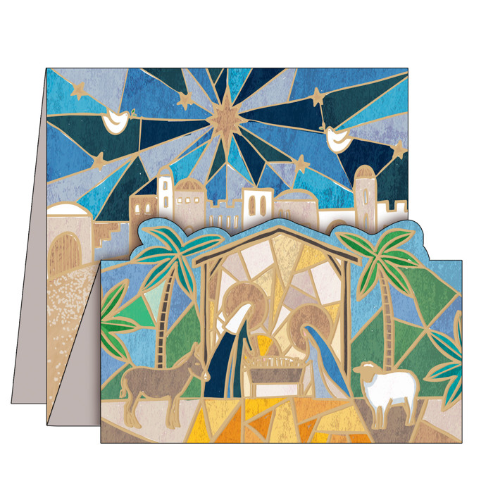Stain Glass Nativity Charity Christmas Cards Pack Of 10: Free Delivery When You Spend £15 At