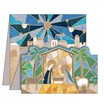 Stained Glass Bethlehem Nativity Scene Design Pack of 10 Charity Christmas Cards  Stained Glass Bethlehem Nativity Scene Design Pack of 10 Charity Christmas Cards