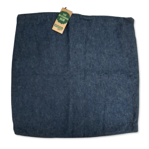 Handmade Upcycled Cushion Cover Dark Blue Denim 46x46cm Pre-Loved Re-Fashioned