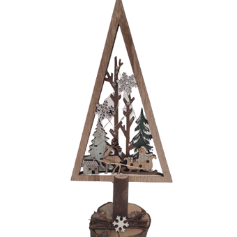 Wooden Christmas Tree with LED Lights 32cm Wooden Christmas Tree with LED Lights 32cm