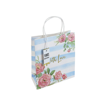 Just For You Floral Stripe Gift Bag  Just For You Floral Stripe Gift Bag