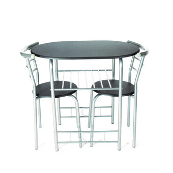 Compact Dining Set Black/Silver Compact Dining Set Black/Silver