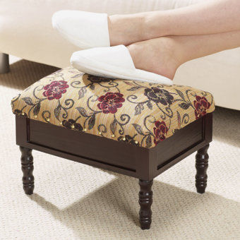 Storage Foot Stool Floral/Mahogany Storage Foot Stool Floral/Mahogany