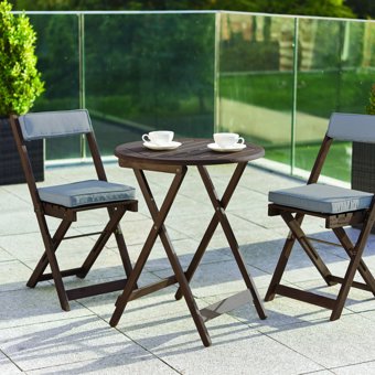 Raffles Garden Bistro Set with Cushions - Grey Raffles Garden Bistro Set with Cushions - Grey