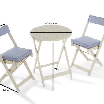 Raffles Garden Bistro Set with Cushions - White Raffles Garden Bistro Set with Cushions - White