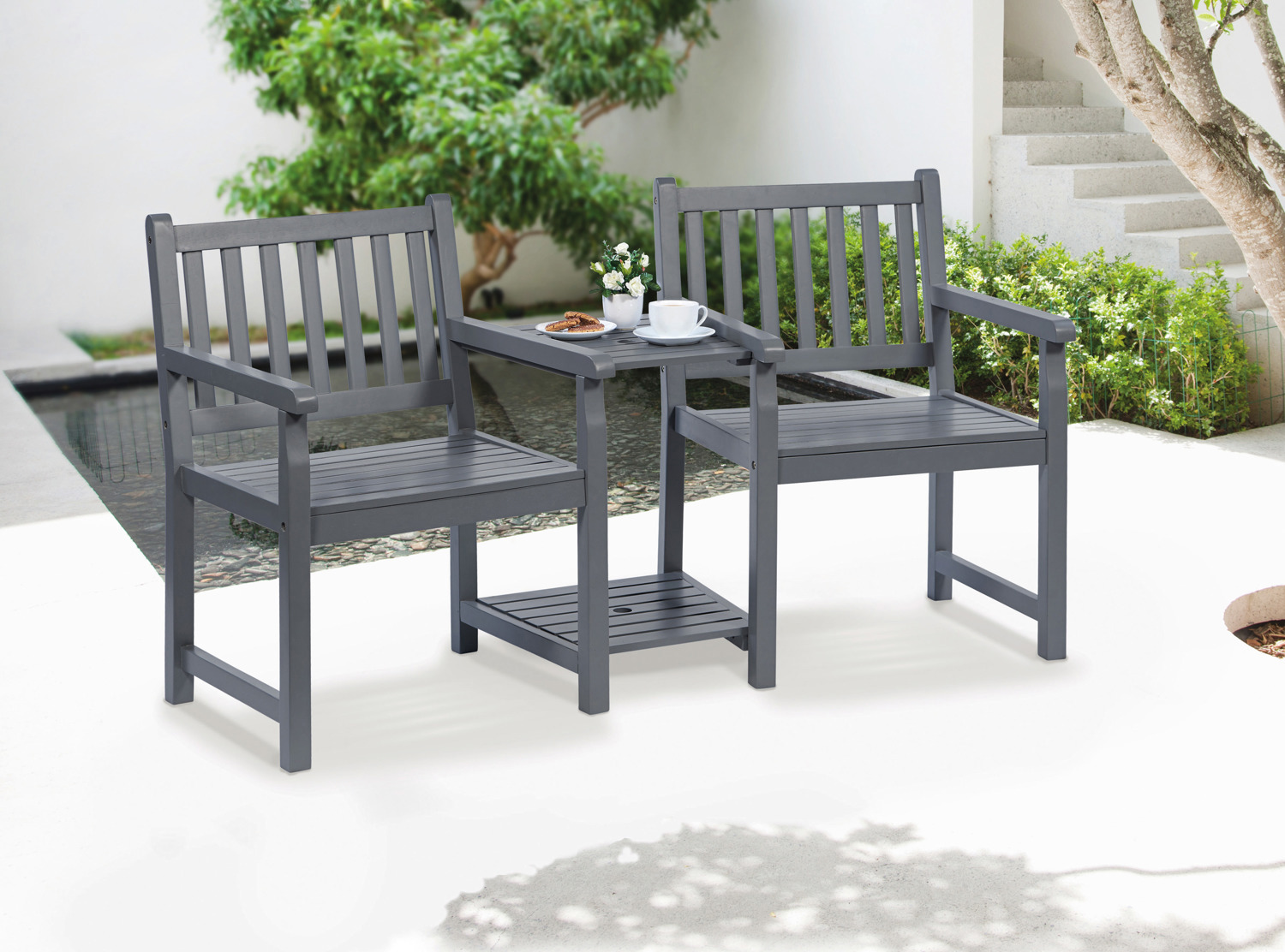 PU Painted Danesford Duo Bench Slate Grey Barnardo's Online