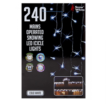 240 Led Snowing Icicle Lights Mains Operated 3.8m 240 Led Snowing Icicle Lights Mains Operated 3.8m