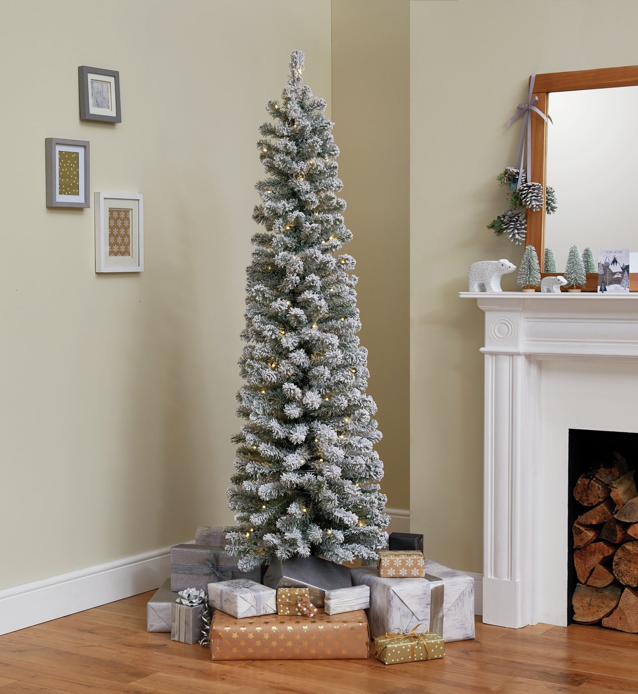 6Ft Pre Lit Snowy Artificial Slim Christmas Tree Barnardo s Online Charity Shop