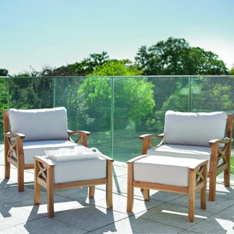 Sorrento Garden Lounger / Armchair with Footrest and Cushions - Cream Sorrento Garden Lounger / Armchair with Footrest and Cushions - Cream