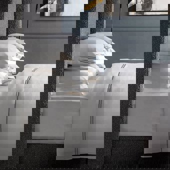 Simply Sleep Knightsbridge 100% Cotton 500tc White and Silver Super king Duvet Cover and Pillowcase Bedding Set  Simply Sleep Knightsbridge 100% Cotton 500tc White and Silver Super king Duvet Cover and Pillowcase Bedding Set