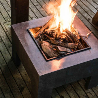 Ivyline Outdoor Square Garden Firebowl On A Square Granite Console  Ivyline Outdoor Square Garden Firebowl On A Square Granite Console
