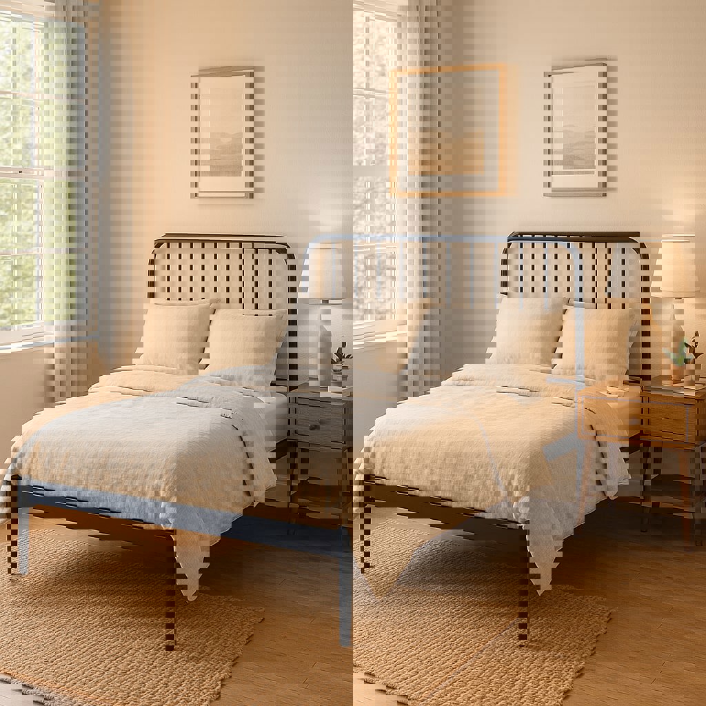 Made.Com Alana Deep Blue Metal Superking...