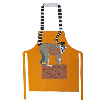 Shared Earth Cotton Orange Kitchen Apron - Ring-tailed Lemur Shared Earth Cotton Orange Kitchen Apron - Ring-tailed Lemur