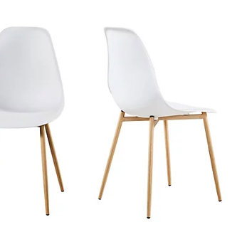 Astrid White Resin Dining Chair with Metal Oak Effect Legs  Astrid White Resin Dining Chair with Metal Oak Effect Legs