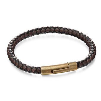 Fred Bennet Stainless Steel Brown & Black Leather Woven Bracelet Fred Bennet Stainless Steel Brown & Black Leather Woven Bracelet