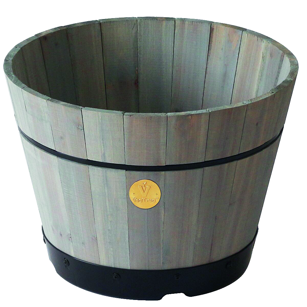 Vegtrug Wooden Medium Grey Wash Build-a-Barrel Planter Kit 