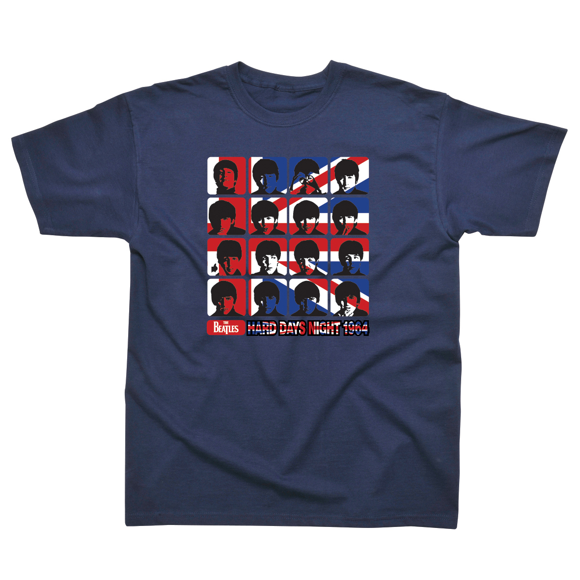 Men's The Beatles Hard Day's Night Union Jack Navy T-Shirt Men's The Beatles Hard Day's Night Union Jack Navy T-Shirt
