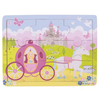 Bigjigs Toys Children's Wooden Princess Design Tray 9 pc Puzzle  Bigjigs Toys Children's Wooden Princess Design Tray 9 pc Puzzle