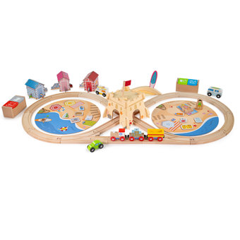 Bigjigs Rail Children's Wooden 70pc Coastal Clean up Train Set Bigjigs Rail Children's Wooden 70pc Coastal Clean up Train Set