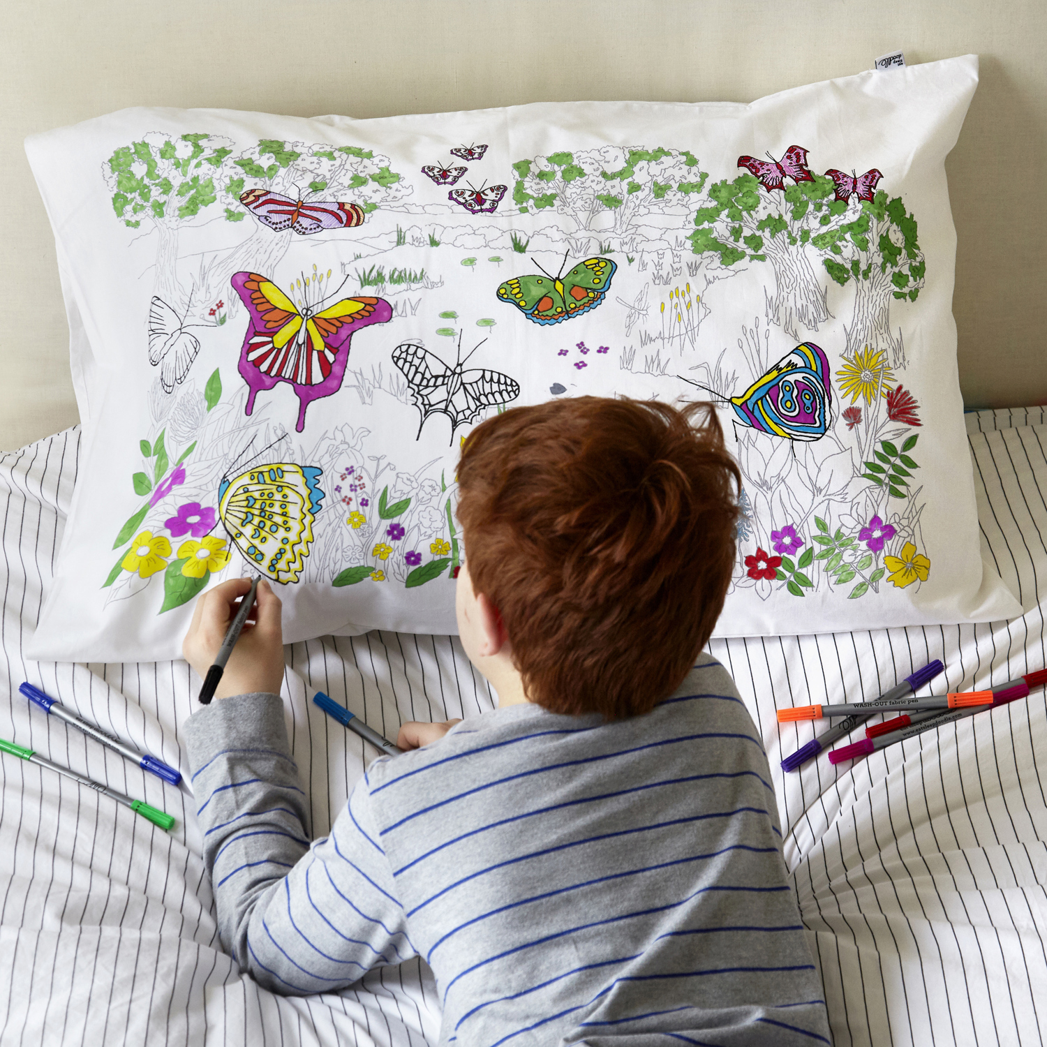 Eat Sleep Doodle Butterfly Pillowcase Barnardo's Online Charity Shop
