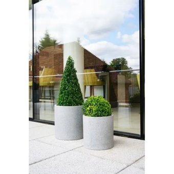Ivyline Catania Grey Terrazzo Cylinder Planters Set of 2  Ivyline Catania Grey Terrazzo Cylinder Planters Set of 2
