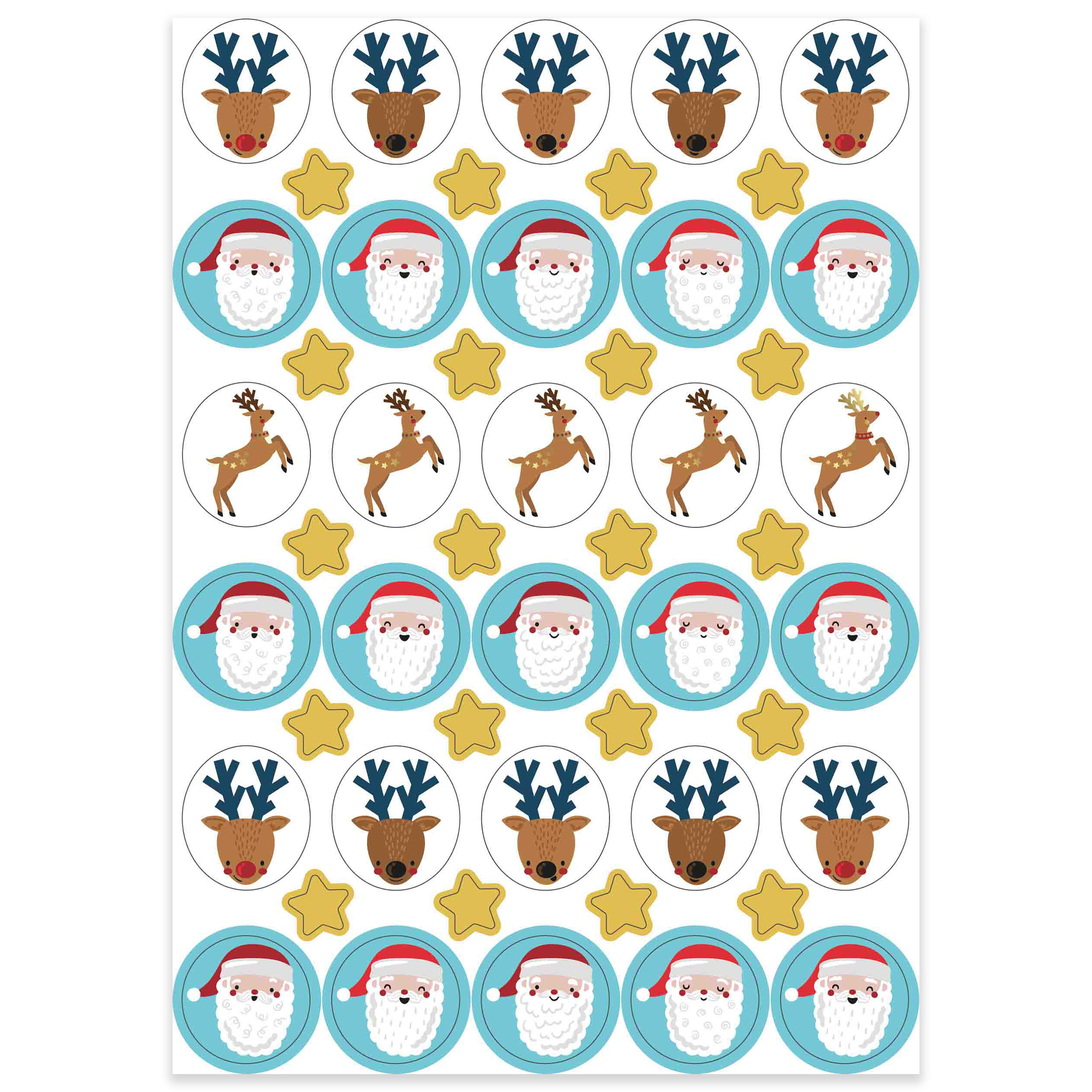Santa & Reindeer Christmas Stickers in Envelopes - 350 Stickers