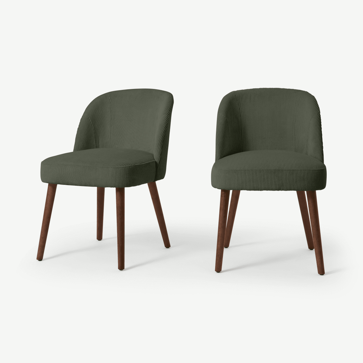 SWINTON SET OF 2 DINING CHAIRS SAGE CORDUROY VELVET WITH