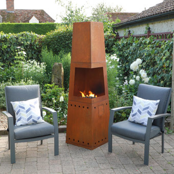 Casa Mia Tempo Gas Chiminea with Cooking Griddle & Cover Industrial Corten Steel Patio Heater and BBQ for Contemporary Gardens Casa Mia Tempo Gas Chiminea with Cooking Griddle & Cover Industrial Corten Steel Patio Heater and BBQ for Contemporary Gardens