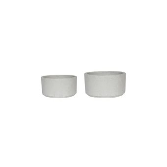 Ivyline Catania White Terrazzo Cylinder Bowl Outdoor Garden Planters Set of 2 Ivyline Catania White Terrazzo Cylinder Bowl Outdoor Garden Planters Set of 2