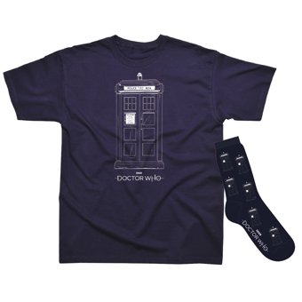 Men's Doctor Who Tardis Navy T-Shirt and Socks Gift Set Men's Doctor Who Tardis Navy T-Shirt and Socks Gift Set