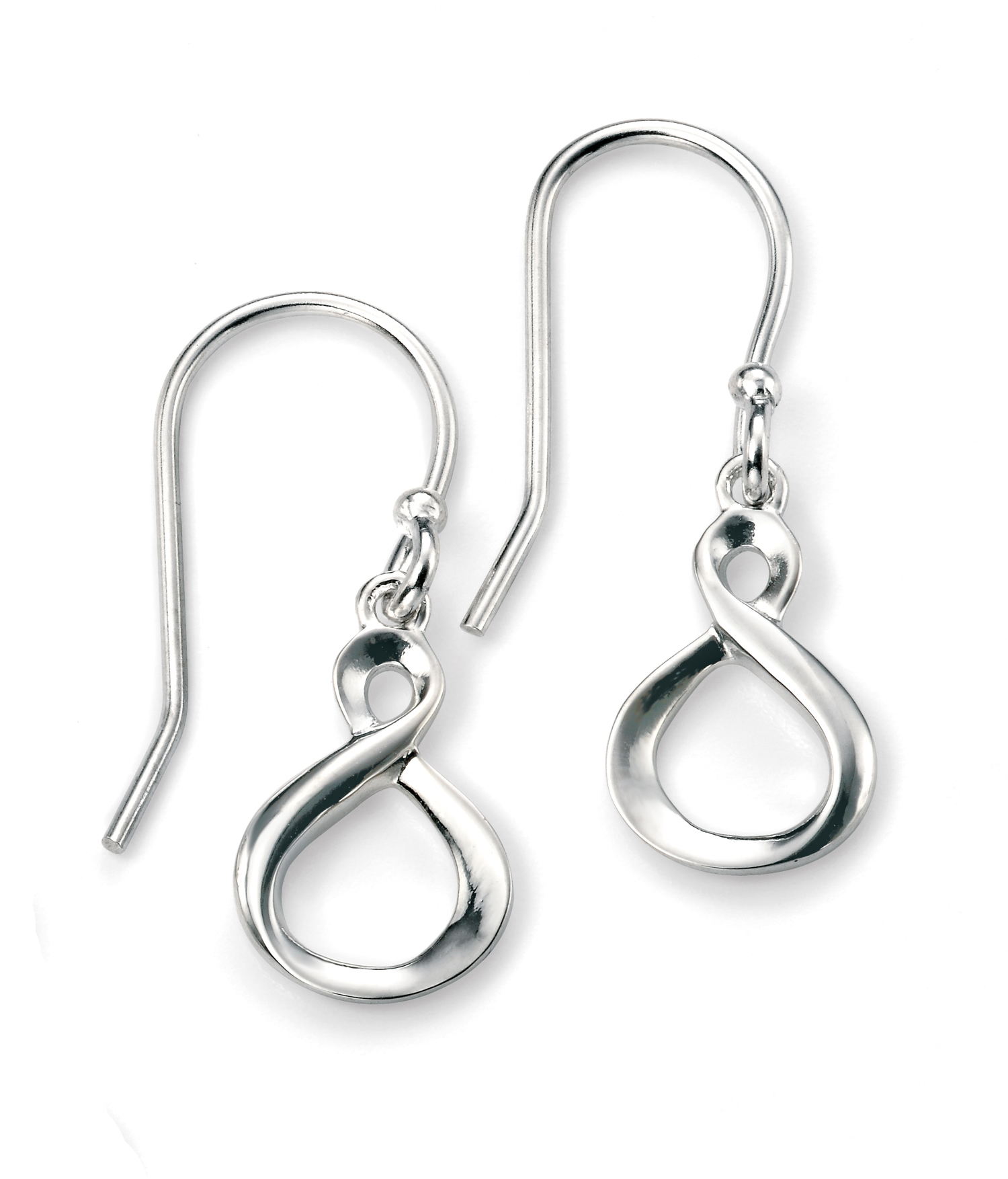 Silver infinity online drop earrings