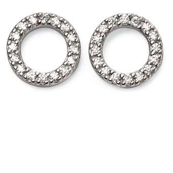 Sterling Silver Pave Cubic Zirconia Open Circle Earrings Sterling Silver Pave Cubic Zirconia Open Circle Earrings