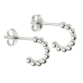 Sterling Silver Small Half Hoop Beaded Earring Sterling Silver Small Half Hoop Beaded Earring