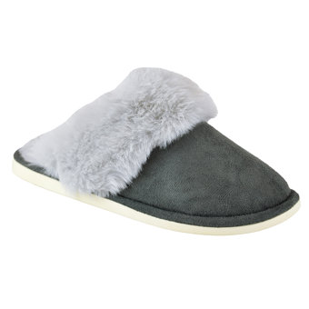 Ladies Charcoal Super Furry Lined Mule Ladies Charcoal Super Furry Lined Mule