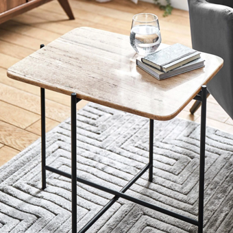 Filbert Black & White Marble Top Side Table  Filbert Black & White Marble Top Side Table