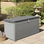 Ontario Wood Effect 190L PP & Steel Weatherproof Storage Box with Sliding Lifts