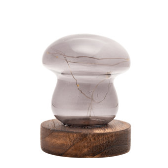 Grey Small Glass Mushroom with LED Lights  Grey Small Glass Mushroom with LED Lights