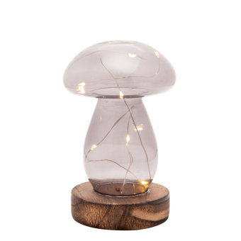 Grey Glass Medium Mushroom with LED Lights Grey Glass Medium Mushroom with LED Lights