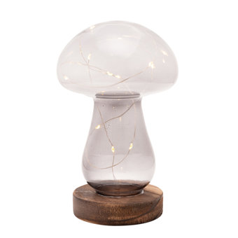 Grey Large Glass Mushroom with LED Lights  Grey Large Glass Mushroom with LED Lights