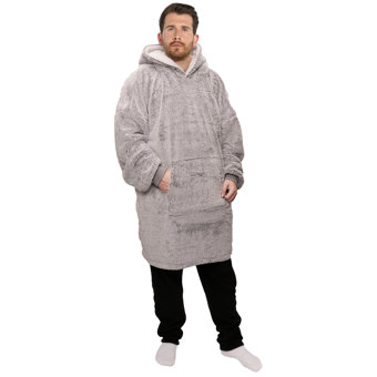 Adults Shaggy Fleece Hoodie in Grey Adults Shaggy Fleece Hoodie in Grey