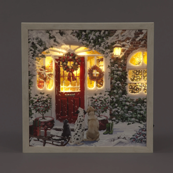 Christmas Red Door Design Framed Battery Operated 40 x 40cm Canvas Wall Decoration Christmas Red Door Design Framed Battery Operated 40 x 40cm Canvas Wall Decoration