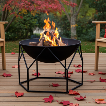 Ivyline Buckingham Black Iron Garden Fire Pit/Fire Bowl On A Stand Ivyline Buckingham Black Iron Garden Fire Pit/Fire Bowl On A Stand