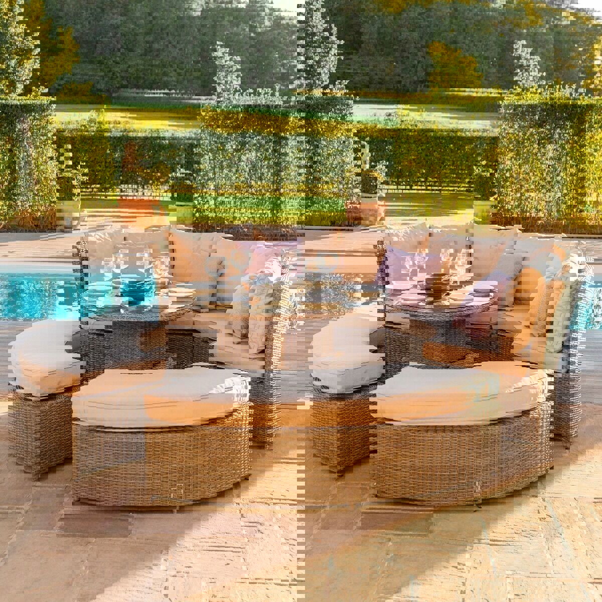 Maze Brown Rattan Winchester Rattan Lifestyle Suite with Raising