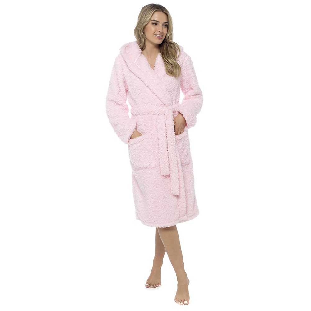 Pink hooded shop dressing gown