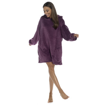 Adults Soft Touch Flannel Fleece Snuggle Hoodie - Deep Purple Adults Soft Touch Flannel Fleece Snuggle Hoodie - Deep Purple